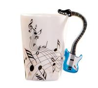 MBSM Tasse en céramique de 250 ml avec poignée, style violon, guitare, café, thé, lait, cadeau fantaisie (guitare électrique bleue)