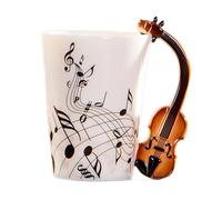 MBSM Tasse en céramique de 250 ml avec poignée - Style violon - Guitare - Pour café, thé, lait - Cadeau fantaisie (violon)