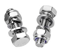 Mbsomnus 10 Pièces Boulons à Tête Hexagonale M10x16 mm Boulon Inox A2 V2A Vis et Boulon DIN 933 Vis à Métaux avec Écrous Rondelles pour Meubles Auto Vélos Bateaux Impression 3D Moto