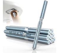 Mbsomnus 10 Pièces Vis Double Filetage M10x100mm Vis de Fixation M10 Goujon Patte à Vis avec Rainures Etoilées Vis Bois en Acier Galvanisé pour Assembler Pieds de Meubles et Fixer Goujons