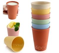 Mbsomnus 6 Pièces Gobelet Plastique Reutilisable 35CL Verre en Plastique 6 Tons Clairs Gobelet Réutilisable passe au Micro Ondes et au Lave Vaisselle pour Boissons Chaudes Froides Tasses Café