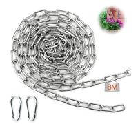 Mbsomnus 8m Chaine Acier 3mm Chaîne Galvanisée avec Maillons Soudés pour Chaine Antivol, Chaîne Cadenas, Chaine Chien, Clôture, Balançoire