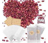 Mbsomnus Petales a Jeter pour Mariage 150g Naturelles Fleur Sechees - 50 Sacs de Confettis (45-50 Invités) avec 50 Autocollants Confettis Fleurs Séchées Biodegradables pour Table Anniversaire
