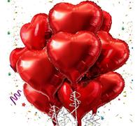 Mbsomnus Rouge Ballon Coeur 18 Pouces - 15 Pièces Ballon Mariage Helium pour la Saint-Valentin, Fête d'Anniversaire, Fiançailles, Fête des Mères - Décoration Mariage
