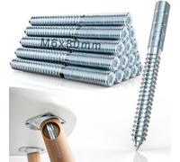 Mbsomnus Vis Double Filetage M6x80mm, 15 Pièces, Acier Galvanisé, Tête Cylindrique à 6 Pans Creux, Torx, Pour Assembler Pieds de Meubles et Fixer Goujons