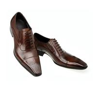 MBTSQOIO Chaussures Richelieu Formelles pour Hommes, Bout Carré, À Lacets,Marron,47 EU