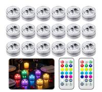 Mbuaopa Mini Lumières LED Submersible, 18PCS Lampe Sous-Marines Étanche RGB, avec 2 Télécommande, Multicolore LED Eéclairage Bassin, Multicolore Bougies LED pour Aquarium, Spa, Vase, Étang, Fête