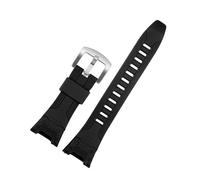 MBUIOPJ 26mm Black Silicone Watchband Compatible With Casio PROTREK Series PRG-110Y/PRW-1300Y PRG-130Y/PRW-1500Y Sports Bracelet(Black silver)