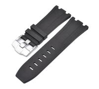 MBUIOPJ Bracelet de montre compatible avec Audemars et Piguet Royal Oak, bracelet de montre sport en caoutchouc de silicone AP 15710 26470, accessoire de 28 mm(Black-silver)