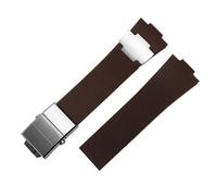 MBUIOPJ Bracelet De Montre De Plongée En Caoutchouc De Silicone Compatible Avec Les Bracelets For Hommes Ulysse Nardin, Boucle Déployante En Acier Inoxydable, 25 X 12 Mm(Brown silver)