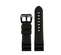 MBUIOPJ Bracelet de montre en caoutchouc silicone noir, bleu, vert, orange, for homme, 22 mm et 24 mm, compatible avec Panerai 111 441 386, bracelet sport souple(Black black,26mm)