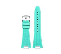 MBUIOPJ Bracelet de montre en silicone à dégagement rapide 27 mm, compatible avec Tissot PRX T137.407 T137.410, bracelet en caoutchouc fluoré for homme(Green-silver)