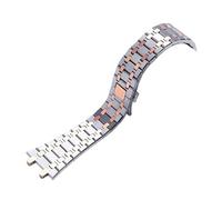 MBUIOPJ Bracelet de montre noir, or et argent, 21 mm, 26 mm, for homme et femme, entièrement en acier inoxydable, compatible avec les bracelets AP Royal Oak à boucle déployante(Silver rose)