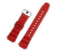 MBUIOPJ Bracelet en caoutchouc compatible avec les montres Casio W-218h / F-108 AE1200 / 1000/1300, bracelet en résine et silicone(Red silver Buckle)