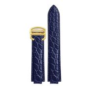 MBUIOPJ Bracelet en cuir de crocodile compatible avec Cartier Ballon Bleu W69016Z4 W692046 Homme Femme Bracelet en cuir véritable souple à rayures rondes(Royal blue-Gold,16-8mm)