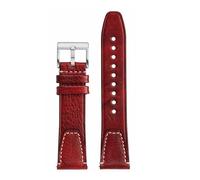 MBUIOPJ Bracelet en cuir de vachette 20 mm/22 mm, coutures faites main, compatible avec TUDOR/Seiko, compatible avec BREITLING/Omega, bracelet souple for homme, noir/marron/bleu(Red SK,20mm)