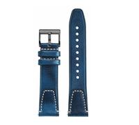 MBUIOPJ Bracelet en cuir de vachette 20 mm/22 mm, coutures faites main, compatible avec TUDOR/Seiko, compatible avec BREITLING/Omega, bracelet souple for homme, noir/marron/bleu(Blue BK,20mm)