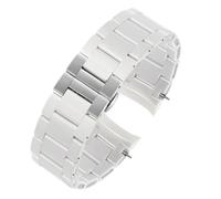 MBUIOPJ Bracelet en silicone compatible avec les modèles Armani AR5890, AR5889, AR5858, AR5920, AR5868, AR8023, bracelet en caoutchouc et acier for homme et femme (23 mm, 20 mm)(White silver,23mm)