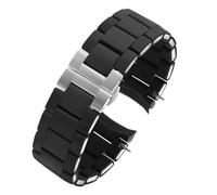 MBUIOPJ Bracelet en silicone compatible avec les modèles Armani AR5890, AR5889, AR5858, AR5920, AR5868, AR8023, bracelet en caoutchouc et acier for homme et femme (23 mm, 20 mm)(Black silver,20mm)