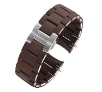 MBUIOPJ Bracelet en silicone compatible avec les modèles Armani AR5890, AR5889, AR5858, AR5920, AR5868, AR8023, bracelet en caoutchouc et acier for homme et femme (23 mm, 20 mm)(Brown silver,20mm)