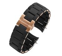 MBUIOPJ Bracelet en silicone compatible avec les modèles Armani AR5890, AR5889, AR5858, AR5920, AR5868, AR8023, bracelet en caoutchouc et acier for homme et femme (23 mm, 20 mm)(Black rose gold,20mm)