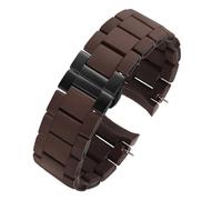 MBUIOPJ Bracelet en silicone compatible avec les modèles Armani AR5890, AR5889, AR5858, AR5920, AR5868, AR8023, bracelet en caoutchouc et acier for homme et femme (23 mm, 20 mm)(Brown black,20mm)