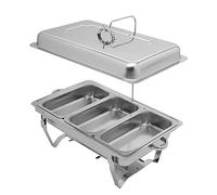 MBUYI Récipient chauffant en acier inoxydable 9 l Avec 3 palettes Chauffe-plat Récipient bain-marie pour restauration, buffet et fête