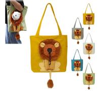 MBXLDGFD Lion Shaped Dog Bag, Cute Lion-Shaped Pet Canvas Shoulder Bag, Large Capacity Breathable, Suitable for Small Dogs and Cats(Yellow,L)
