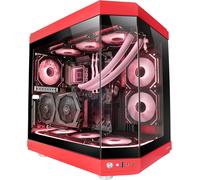 Mc-3T, Boîtier Gaming Custom Atx, Triple Fenêtr Verre Trempé Continu, Refroidissement Liquide Complet, Double Caméra Latérale, 3X Slots Pci Verticaux, Usb-C Et Usb 30, Rouge[ZHB0781]