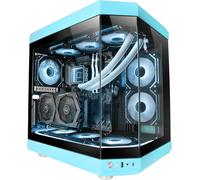 Mc-3T, Boîtier Gaming Custom Atx, Triple Fenêtr Verre Trempé Continu, Refroidissement Liquide Complet, Double Caméra Latérale, 3X Slots Pci Verticaux, Usb-C Et Usb 30, Bleu[ZHB0715]