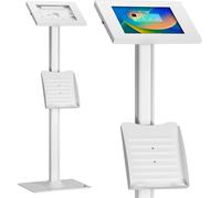 MC-476 Support de tablette au sol Maclean avec protection antivol et porte-brochures Compatible avec 9.7"-11", iPad/iPad Air/iPad Pro, Samsung Galaxy Tab A/Tab A7/Tab S6 Lite Fixation au sol (Blanc)