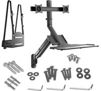 Mc-633 Station De Travail Assis-Debout 3 En 1 : Support Mural Pour Moniteur 2 Voies Avec Étagère Pour Clavier Et Support D'Ordinateur 43,2 À 81,3 Cm Ressort À Gaz