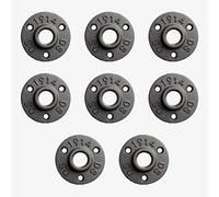 MC Fact Pack 8x Bride Filetée en Fonte Noir support de Tablette Murale pour Tuyau Métallique de Raccordement - 3 Trous Décor de Style Industriel Vintage DIY (1")