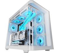 Mc-Fusion, Boîtier Gaming Atx, Fenêtre Latérale Complète Et Façade Verre Trempé Courbé Continu, Semi-Tour Pc Double Chambre, Support Refroidissement Liquide, Espace Interne Optimis[ZHB0763]