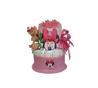 MC® Gâteau à couches rose composé de 30 couches sur deux étages et 2 bavettes cadeaux pour naissance baptême anniversaire mc compositions