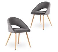 Mc Haus - Lot de 2 Chaises Laguna Dark Grey, Rembourrées et Tapissées de Tissu, pour Le Salon, la Salle à Manger ou la Chambre à Coucher