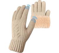 MC Limited Gants femme fourrure intégrale tactile hiver (BEIGE)