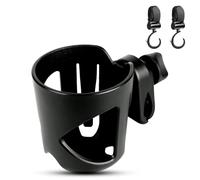 MC MICUS Porte Gobelet Universel Poussette avec Crochets - Organisateur Accessoires De Poussettes, Porte Biberon Poussette, Support Téléphone Poussette, Fixation Sécurisée 360° (Noir Universel)