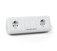 MC POWER - Bloc de prises encastrées | Cup | 2 prises de courant, 1 interrupteur, 250 V ~ / 16 A, montage blanc, poli