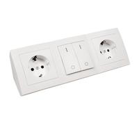 MC POWER Bloc multiprise encastrable | Flair | 2 Prises de Contact de Protection + 1 Interrupteur 250 V ~ / 16 A, Montage en Blanc Mat