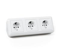 MC POWER - Bloc multiprise encastré | Coupe | 3 prises 250 V ~ / 16 A, blanc, poli pour montage en angle, sous-structure