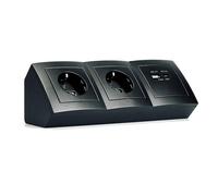 MC POWER Bloc multiprise encastrée | Flair | Prise d'angle 2 prises + USB-C/A, câble de 15 cm avec borne lumineuse, 230 V/16 A, en saillie, noir mat