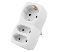 MC Power - Fiche adaptateur | 1 contact de protection / 2 x euro, blanc