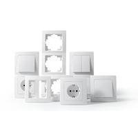 MC POWER - FLAIR - Set de prises murales et interrupteurs I Couloir I 13 pièces I Blanc mat