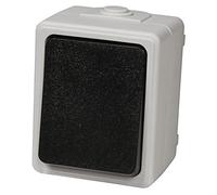 MC POWER Interrupteur à bascule pour pièces humides I TAFF I Interrupteur à bascule en saillie 250 V ~/10 A, IP44, cadre gris, interrupteur noir pour cave, entrepôt, atelier