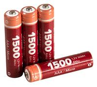 MC Power Lot de 4 Piles AAA Rechargeables NiMh 1,2 V 1500 Micro