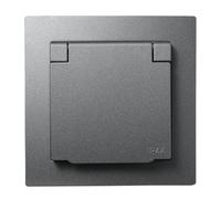 MC POWER - Prise avec contact de protection IP44 | FLAIR | 250 V~/16 A, UP, prise murale avec couvercle à charnière, gris foncé anthracite, mat