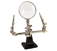 MC POWER - Troisième Main avec loupe, Support - Grossissement 2X - Diamètre 46 mm - Aide pour l'électrotechnique, Le soudage et Le Bricolage - Maintien sûr des pièces