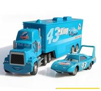 Mc-Queen 2pcs Toy Story Cars Racer Mc-Queen Set Voiture Enfants Idée Jouets Véhicules pour Fête d'Anniversaire (43 Racing Car + Container Truck)