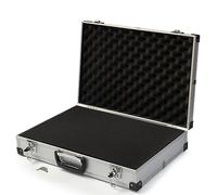 MC.Sammler Mallette en aluminium avec mousse prédécoupée - Mallette de transport pour instruments de mesure et appareil photo - 400 x 290 x 100 mm - Mallette de rangement d'extérieur avec insert en